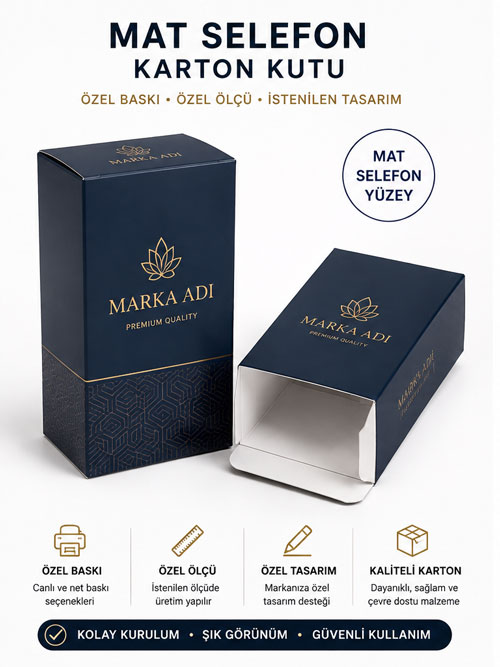 mat selefonlu karton kutu