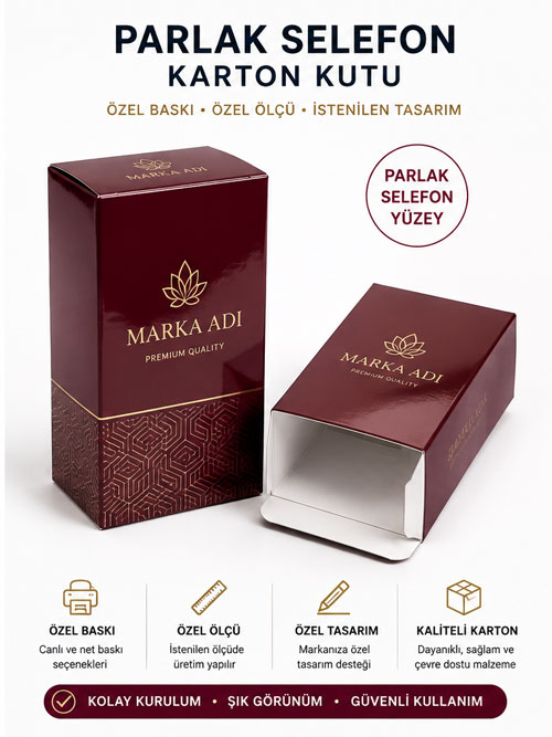 parlak selefonlu karton kutu